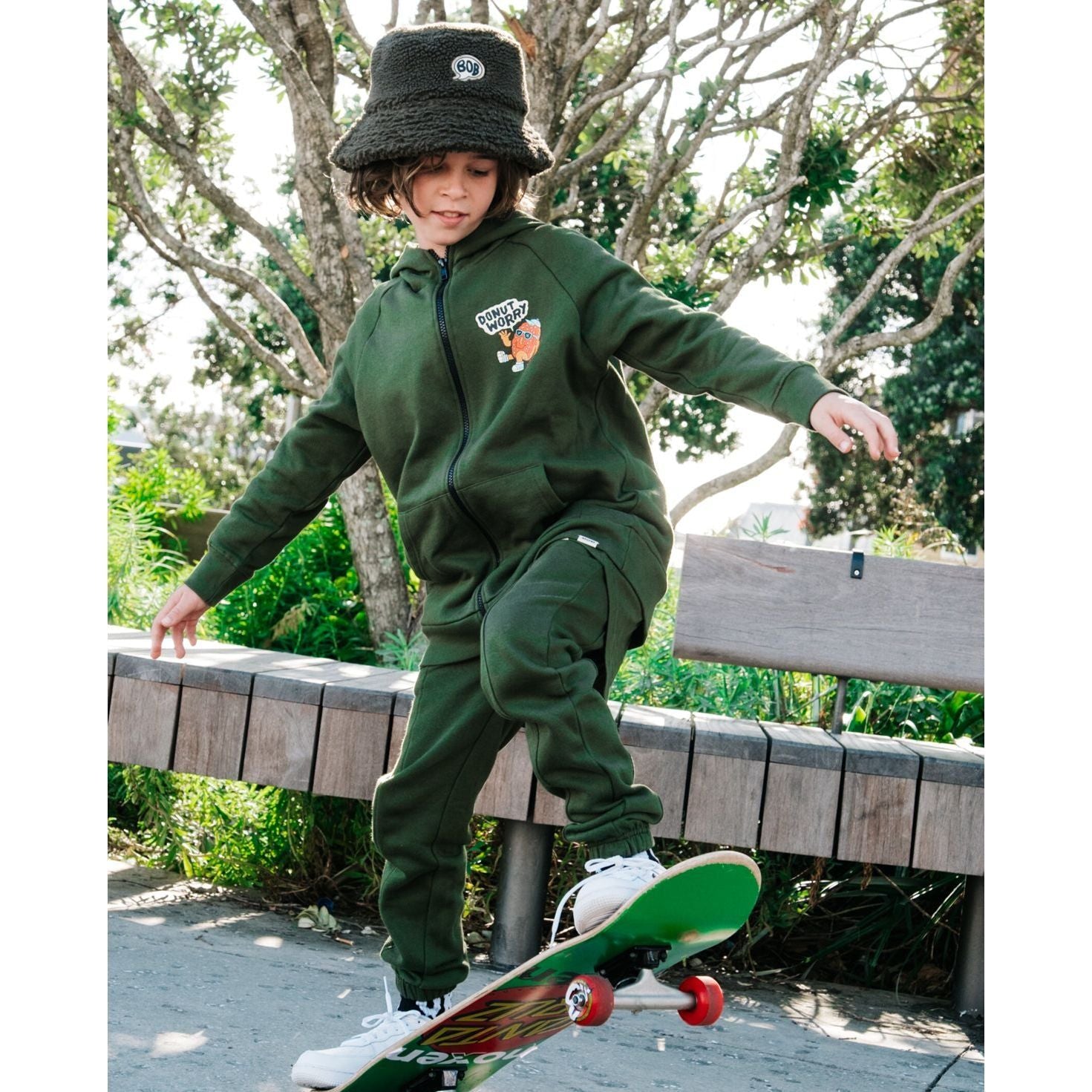 Donut Worry Fleece Zip Hood