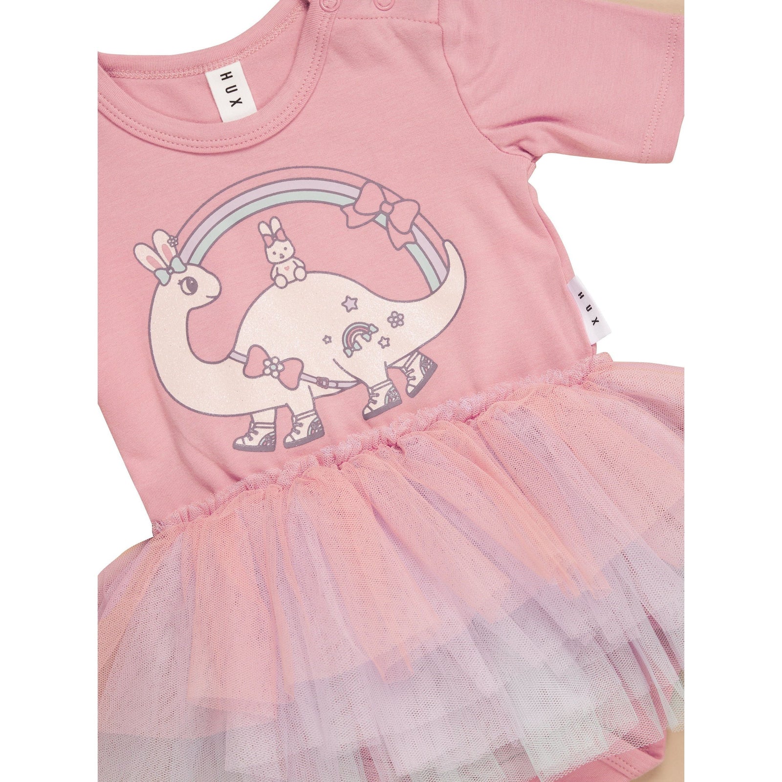 Dino Rainbow Layered Ballet Onesie