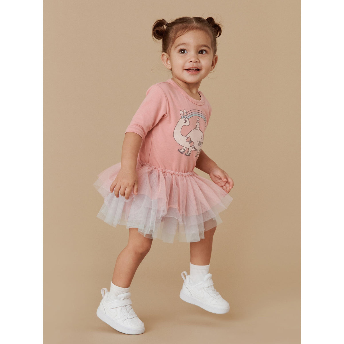 Dino Rainbow Layered Ballet Onesie