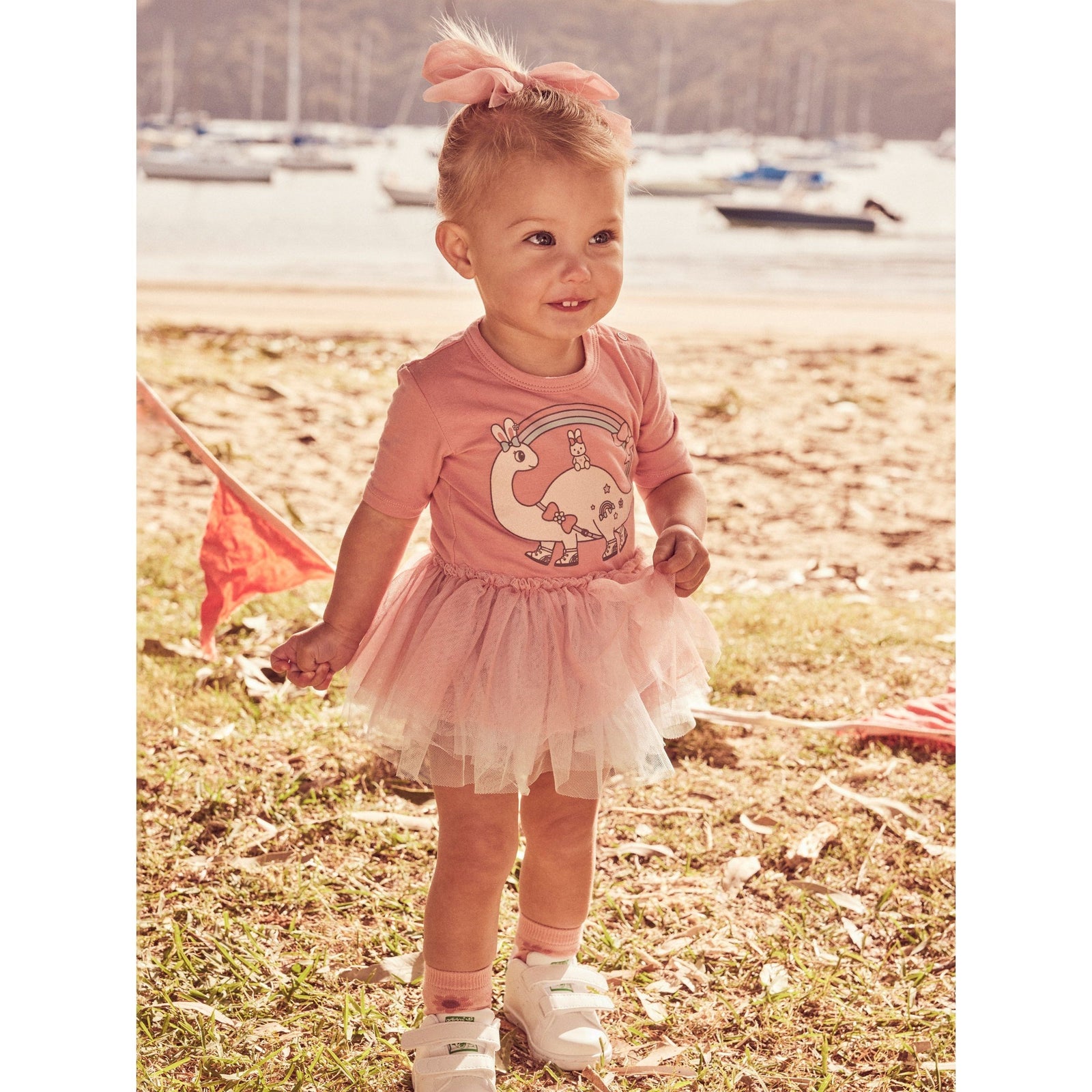 Dino Rainbow Layered Ballet Onesie
