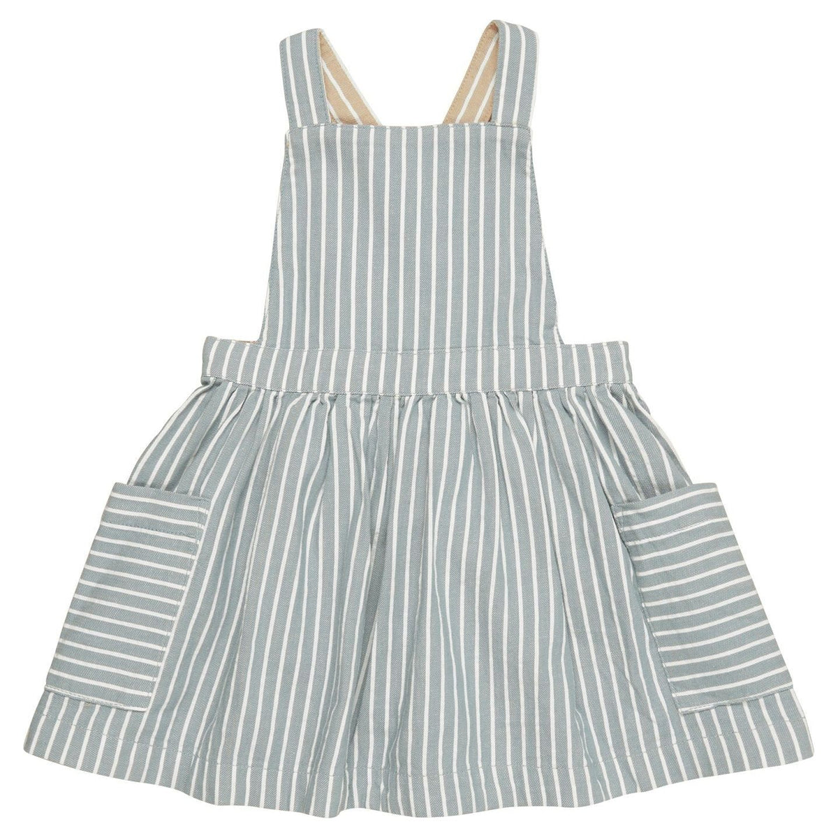 Stripe Reversible Pinafore - Biscuit