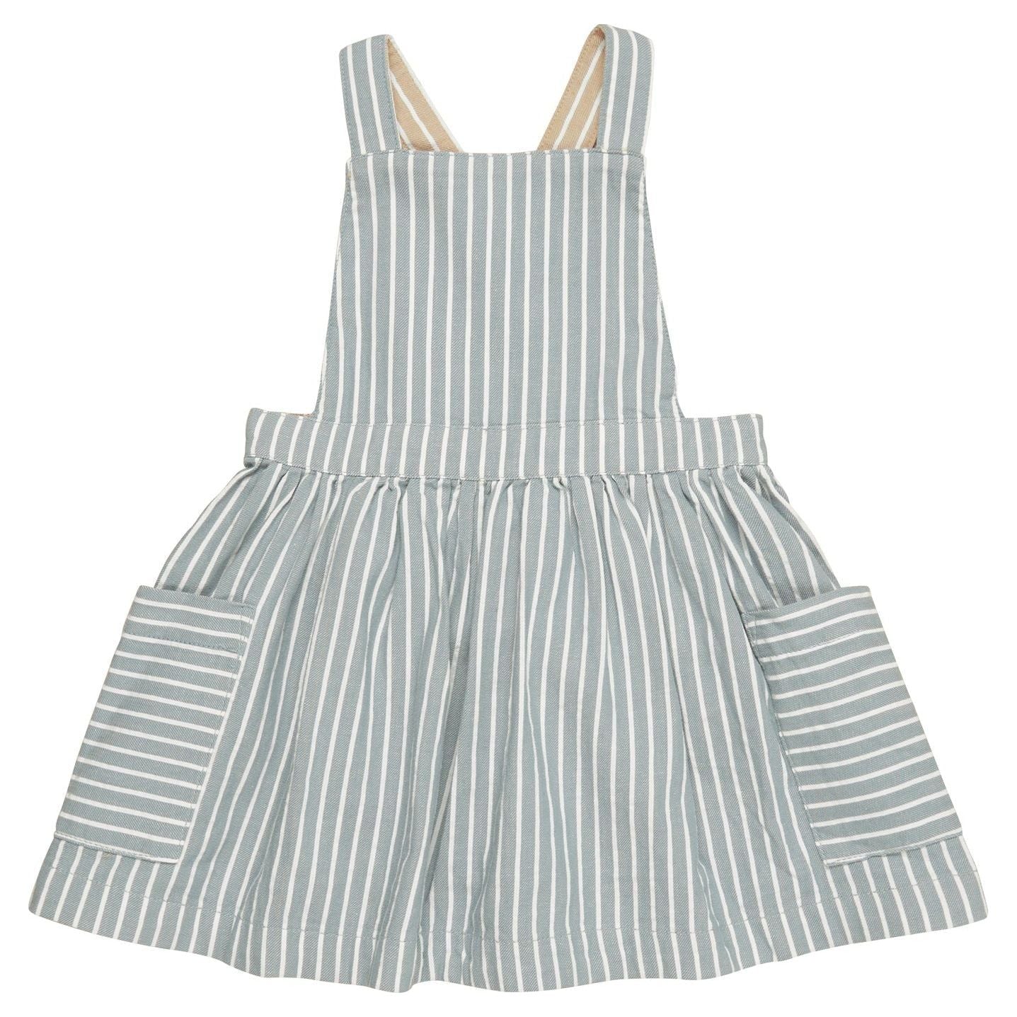 Stripe Reversible Pinafore - Biscuit