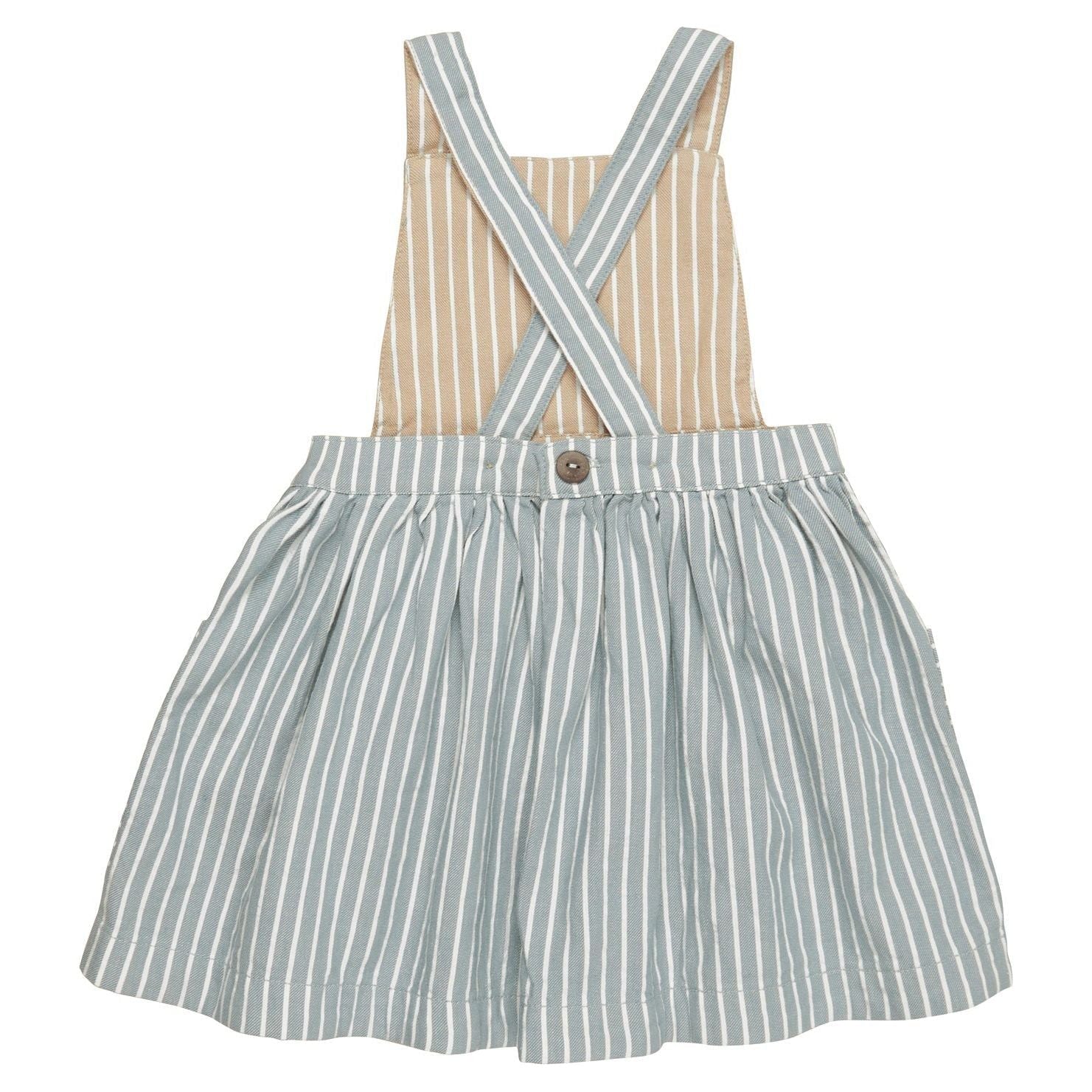 Stripe Reversible Pinafore - Biscuit