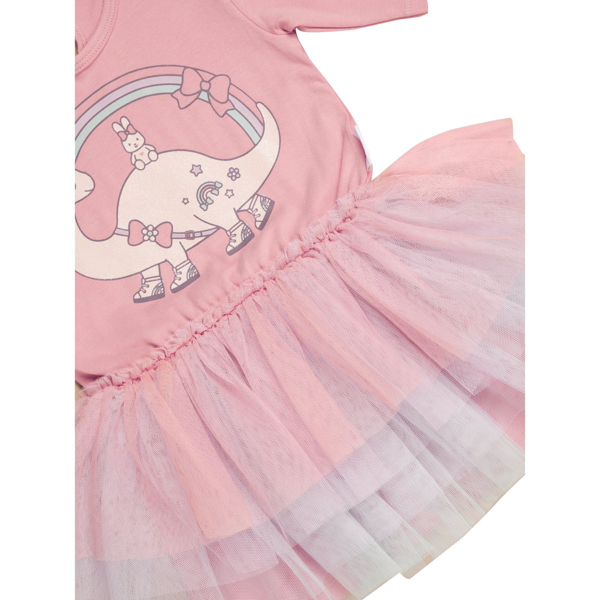Dino Rainbow Layered Ballet Dress