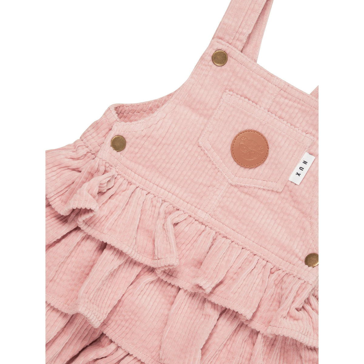 Cord Overall Frill Dress - Rosebud