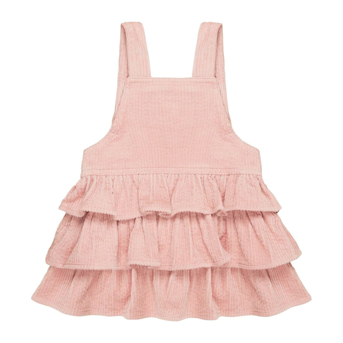 Cord Overall Frill Dress - Rosebud