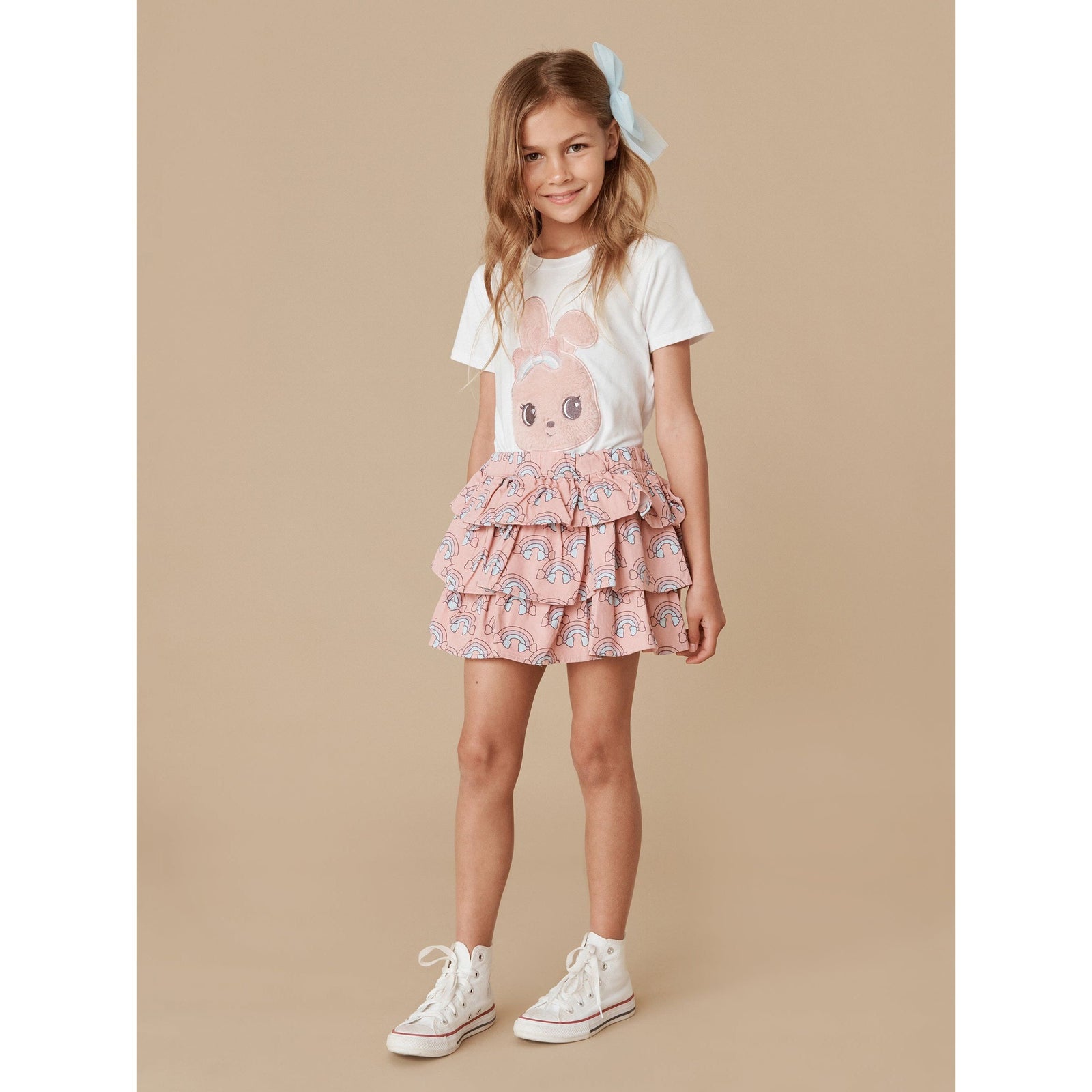 Rain Bow Frill Skirt- Rose