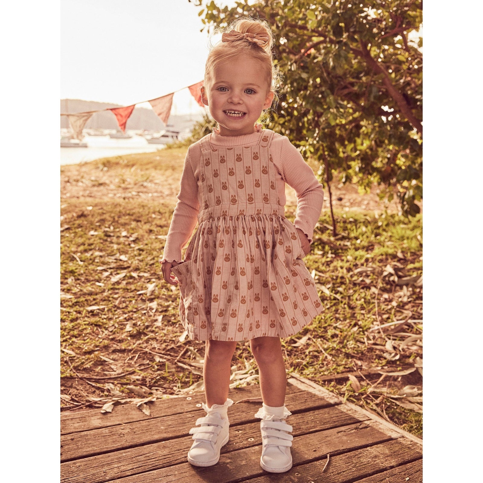 Bunny Stripe Reversible Pinafore