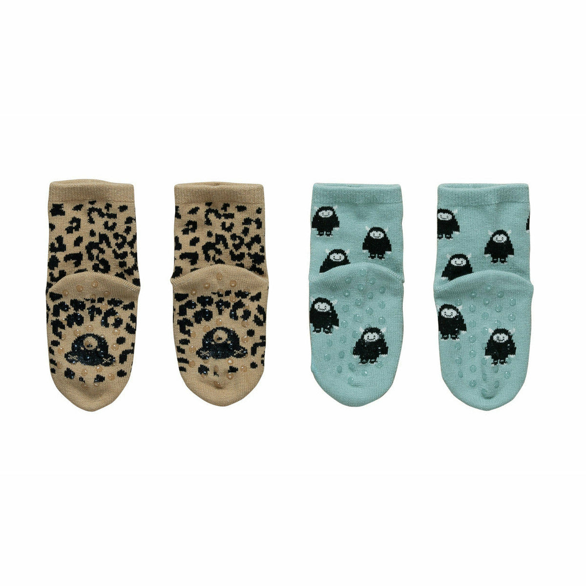 Leopard/Monster 2Pk Socks
