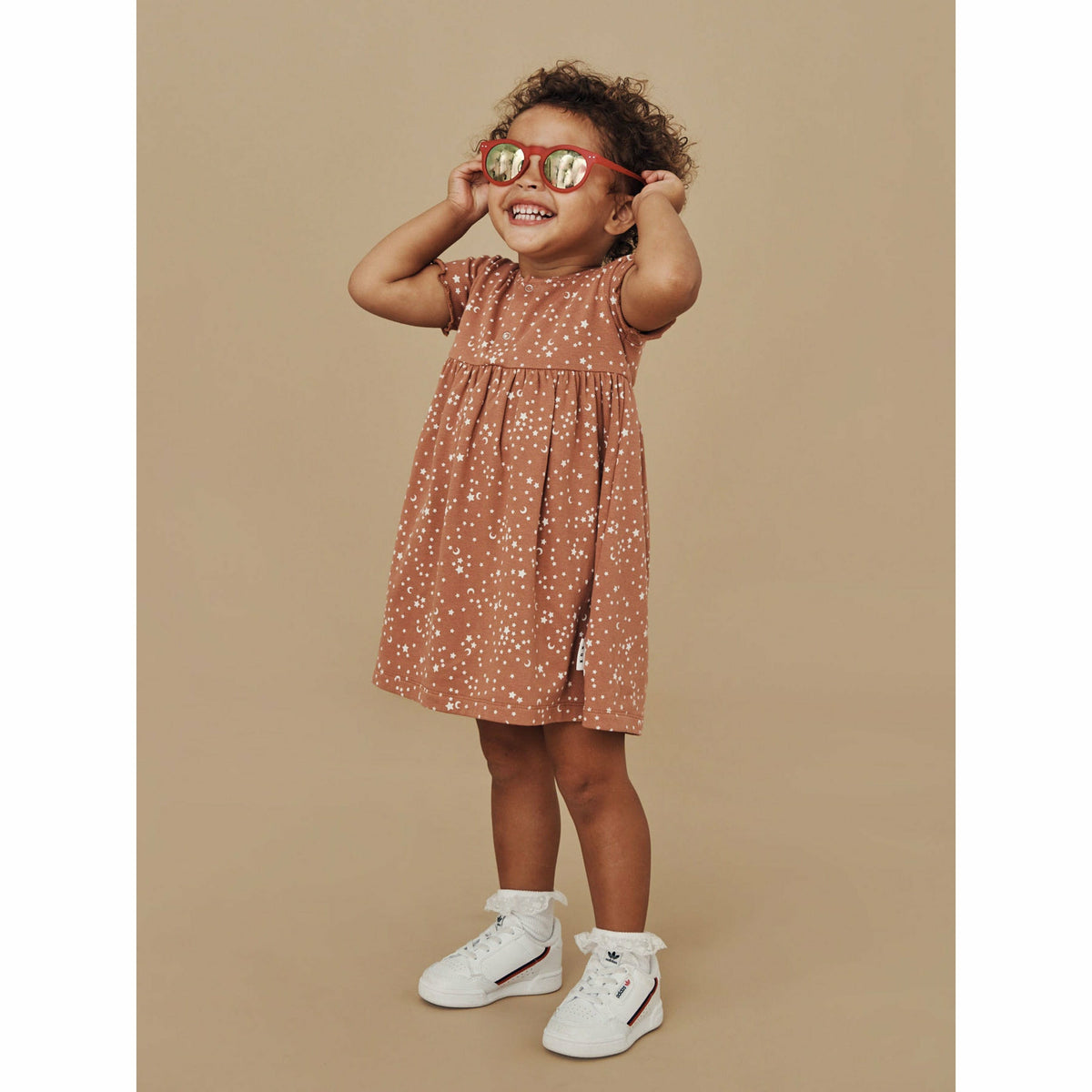 Starry Short Sleeve Rib Dress