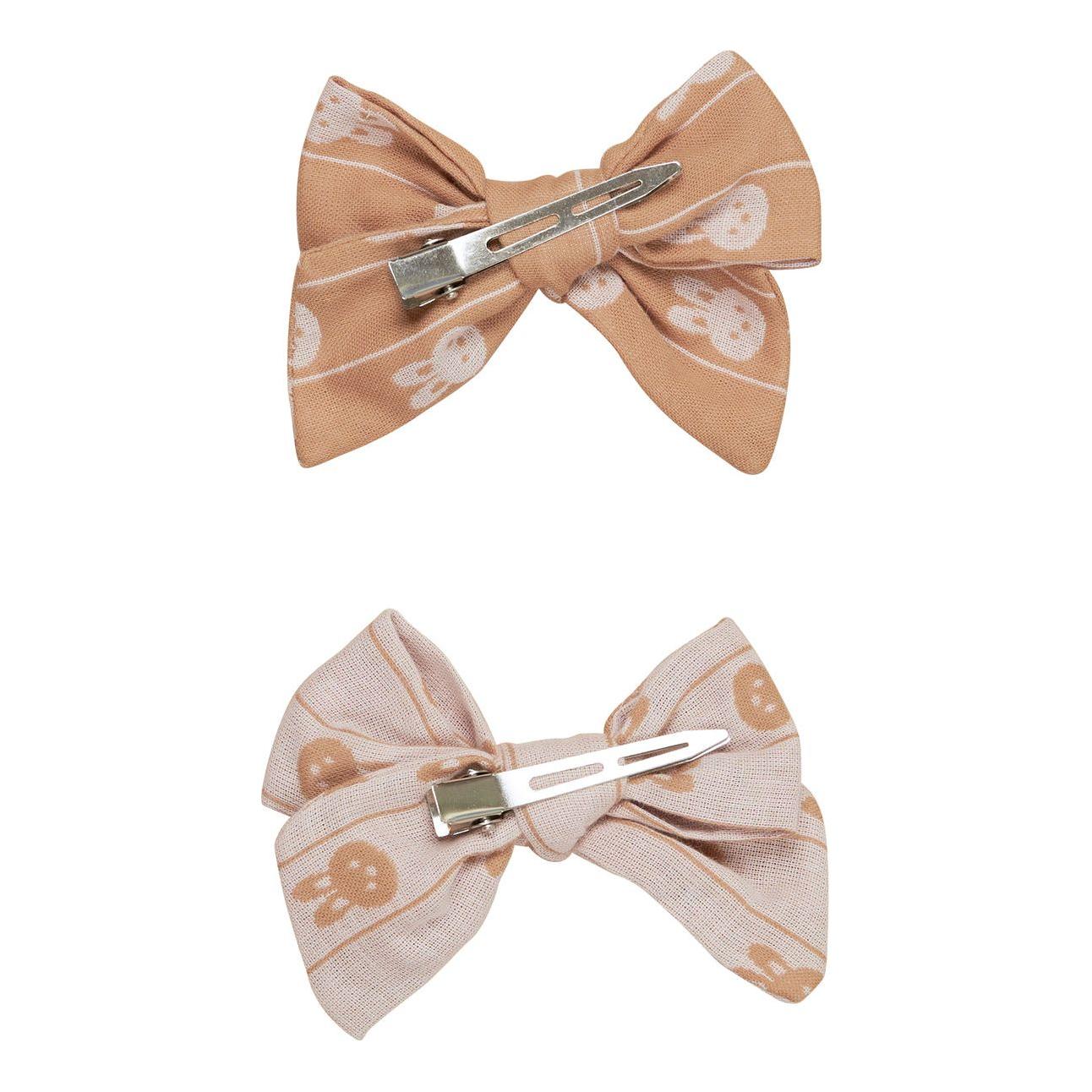Bunny Stripe 2Pk Hair Bow-Biscuit + Rose
