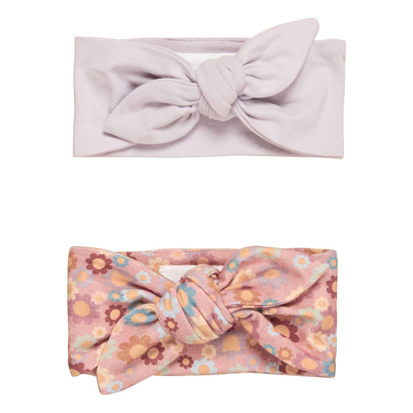 Rainbow Flower Bear 2Pk Headband-Dusty Rose + Lavender