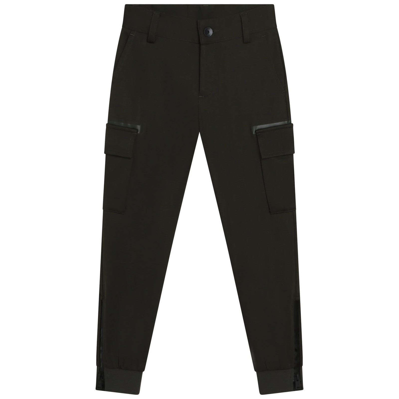 Cargo Trousers With Zipped Hems - Forest Green