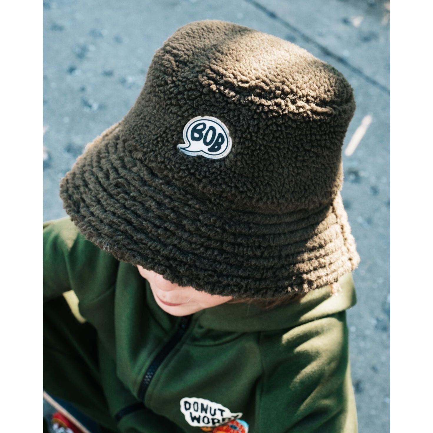 Khaki Green Fluffy Bucket Hat