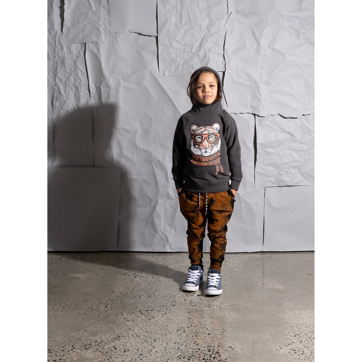 Tiger In Disguise Furry Hood - Dark Grey