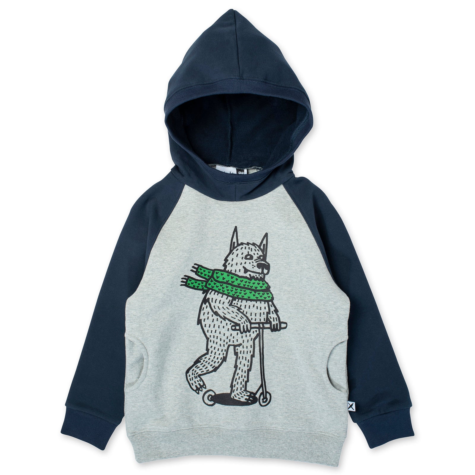 Warm Wolf Furry Hood - Grey Marle/Dark Blue
