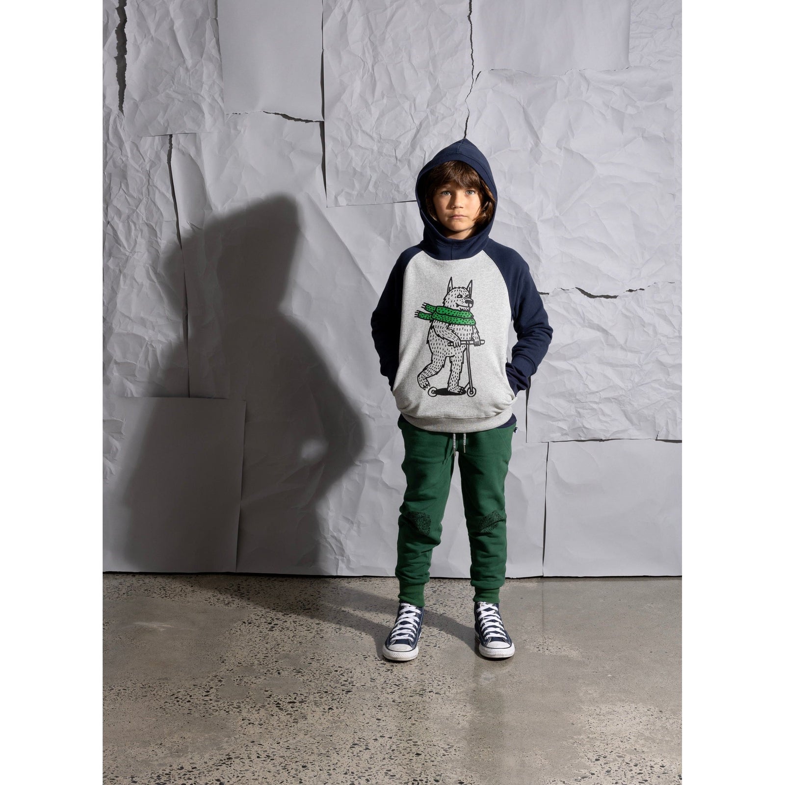 Warm Wolf Furry Hood - Grey Marle/Dark Blue