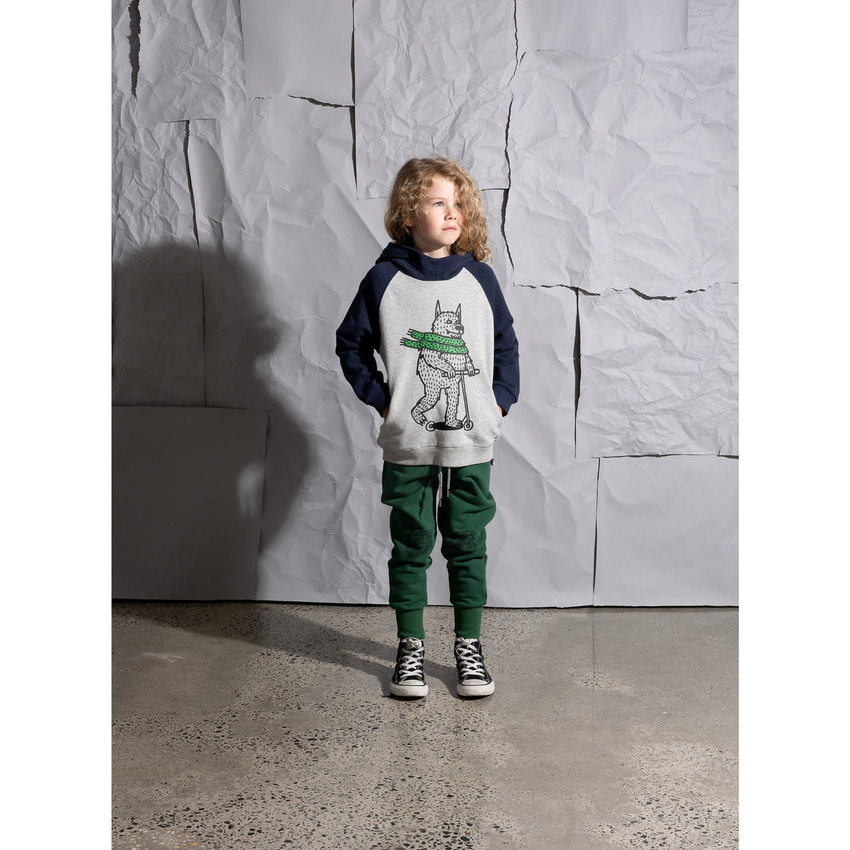 Warm Wolf Furry Hood - Grey Marle/Dark Blue