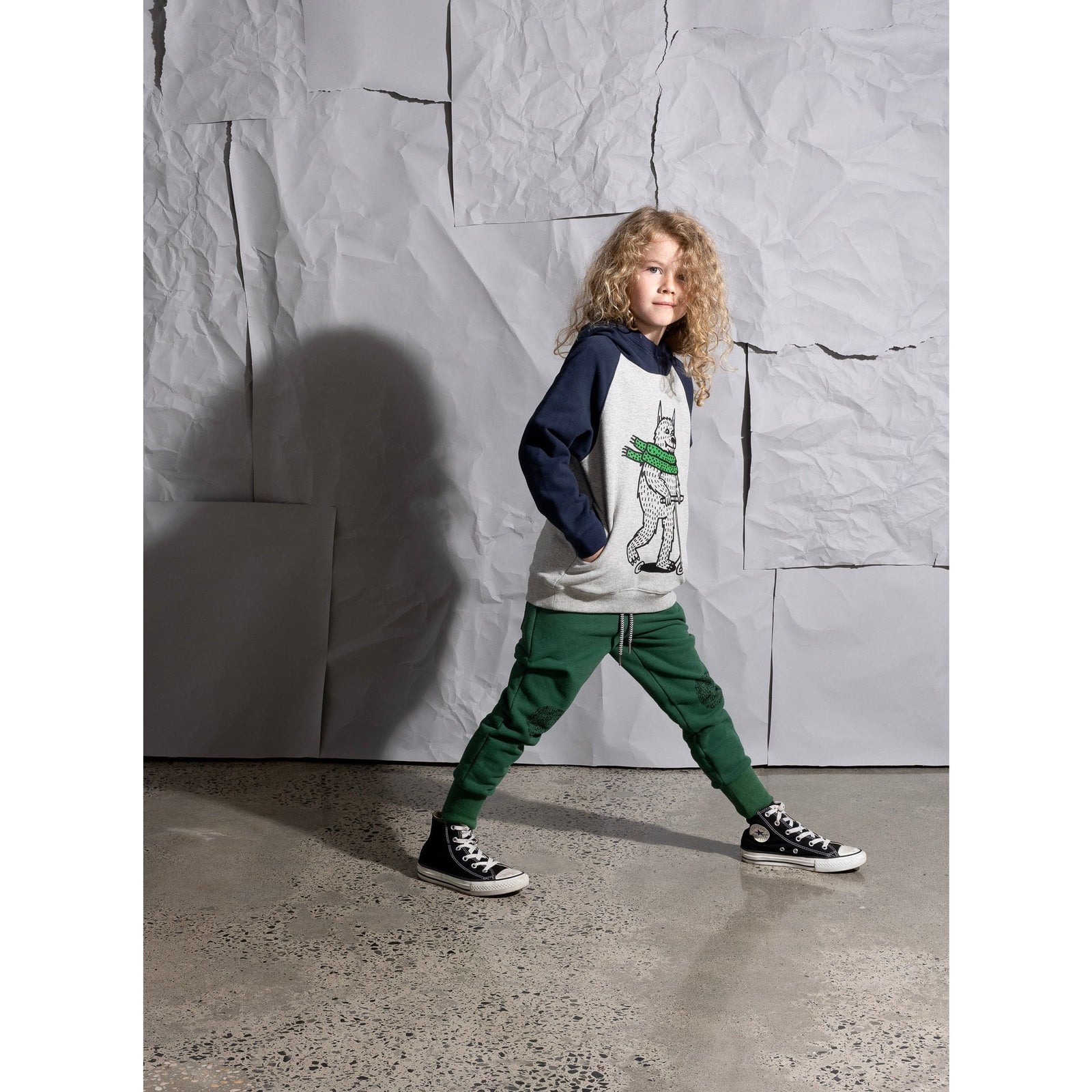 Warm Wolf Furry Hood - Grey Marle/Dark Blue