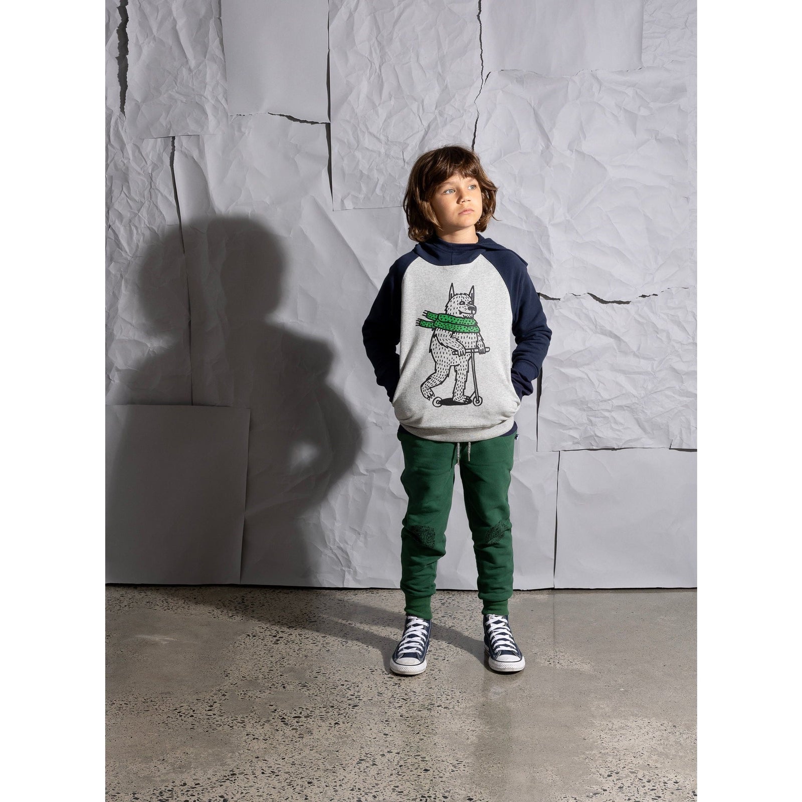 Warm Wolf Furry Hood - Grey Marle/Dark Blue