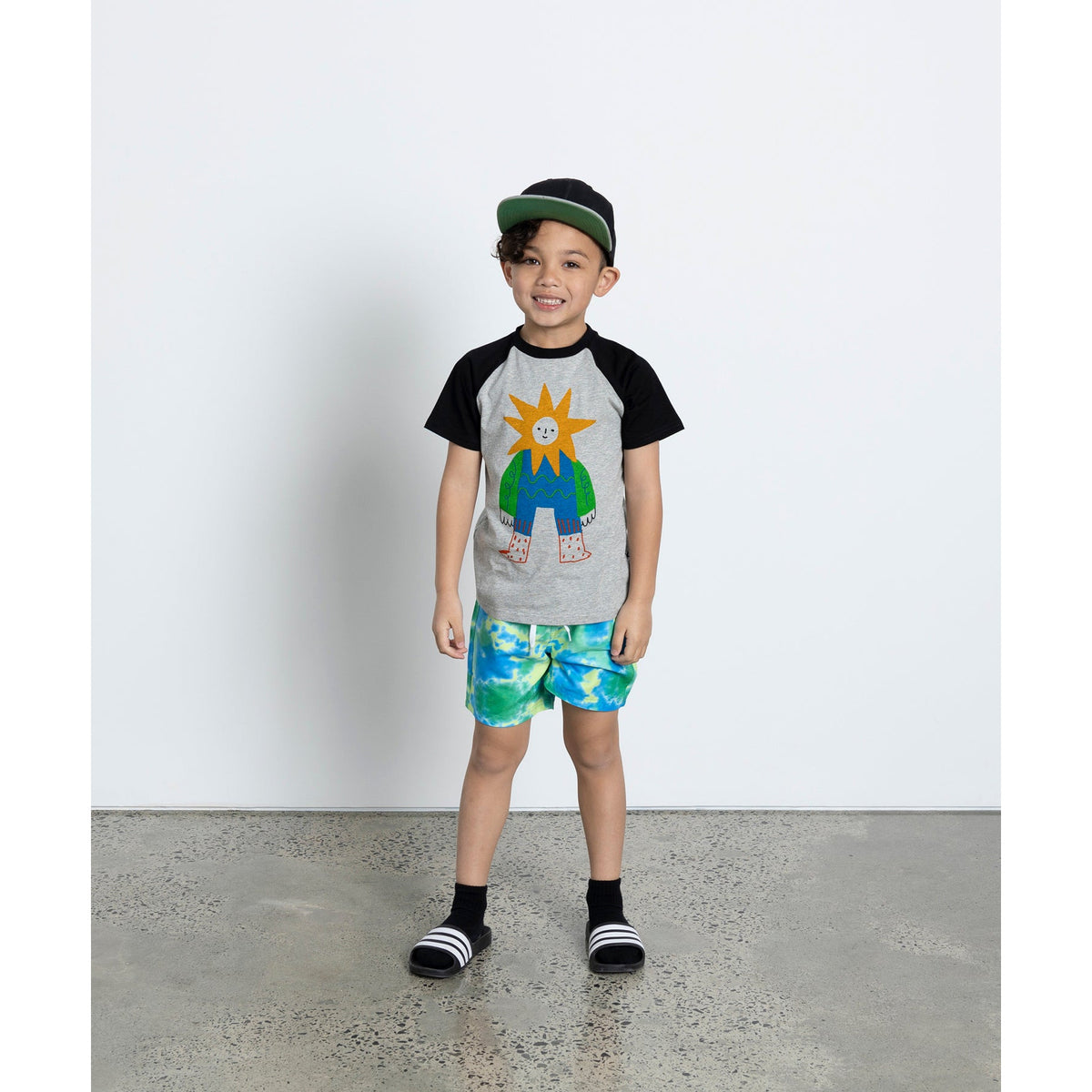 Mr Sun Tee - Grey Marle/Black