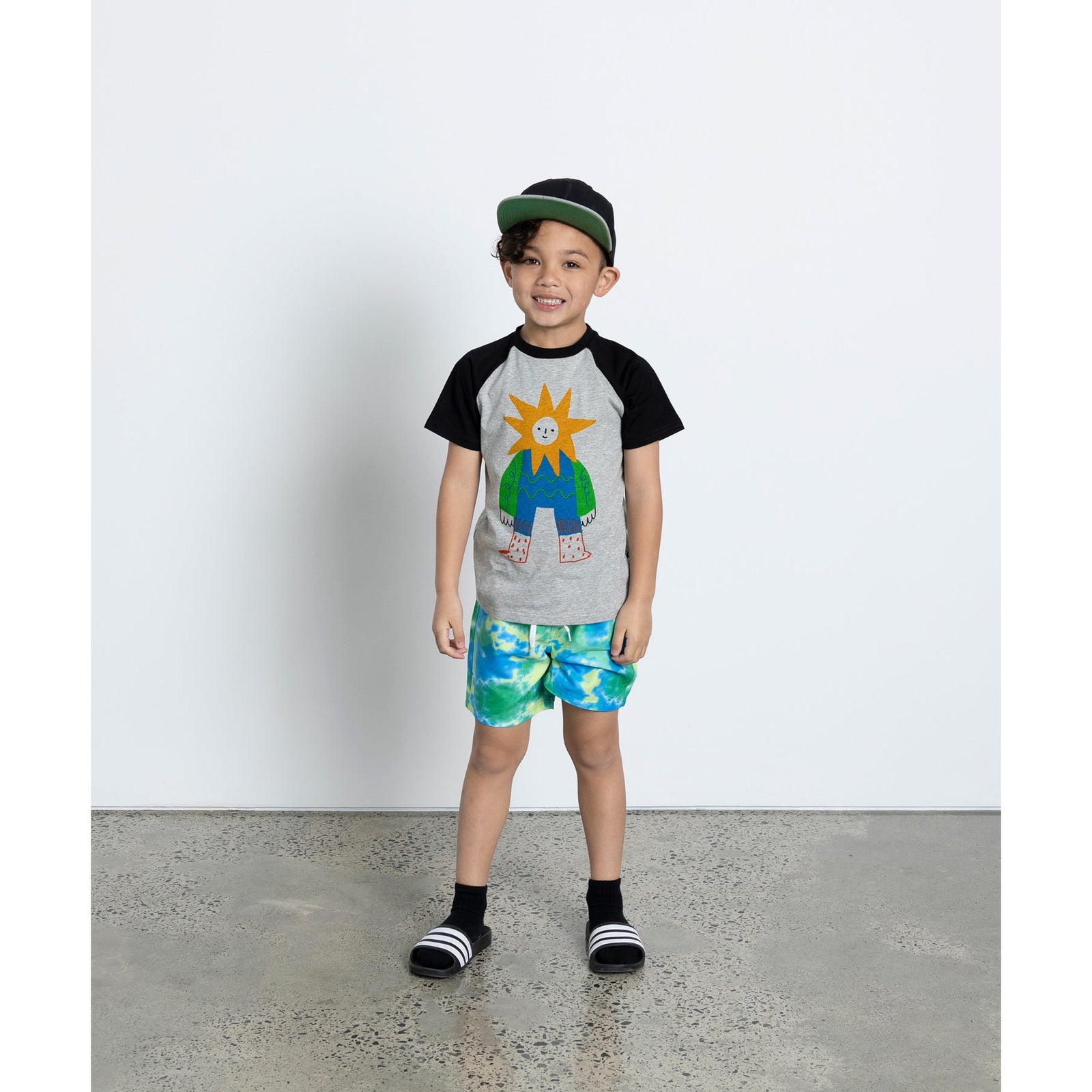 Mr Sun Tee - Grey Marle/Black