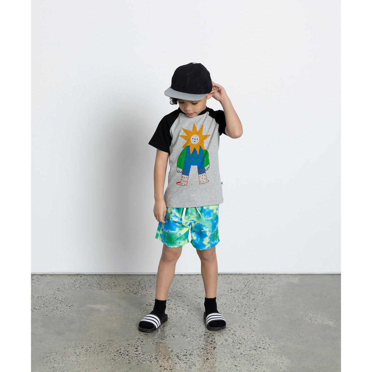Mr Sun Tee - Grey Marle/Black