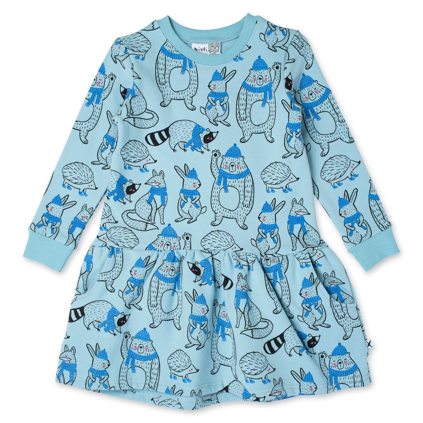 Warm Forest Friends Furry Dress - Aqua