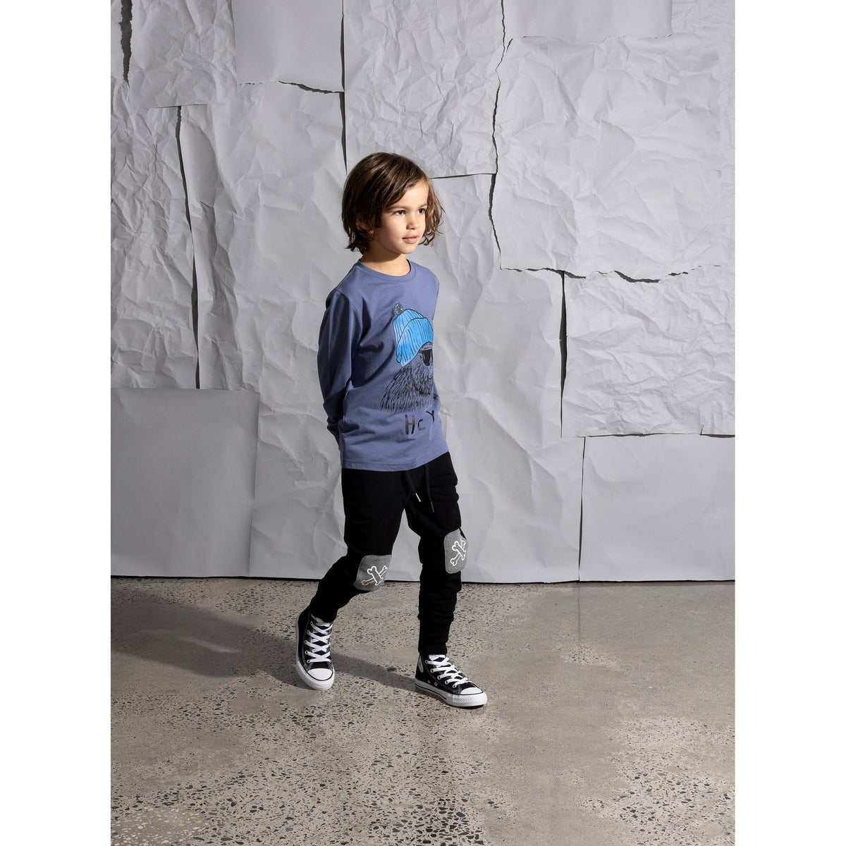 Bones Furry Patch Trackies - Black/Charcoal