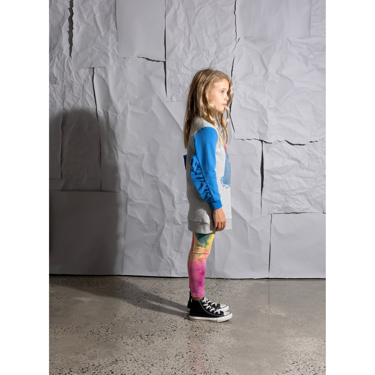 Cosy Seal Dress - Grey Marle/Bright Blue