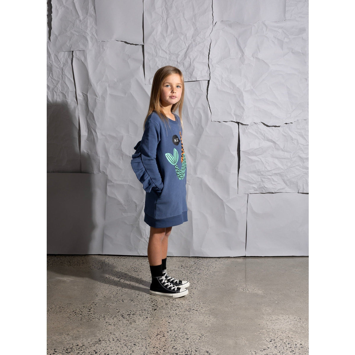 Mer- Cats Furry Dress - Navy