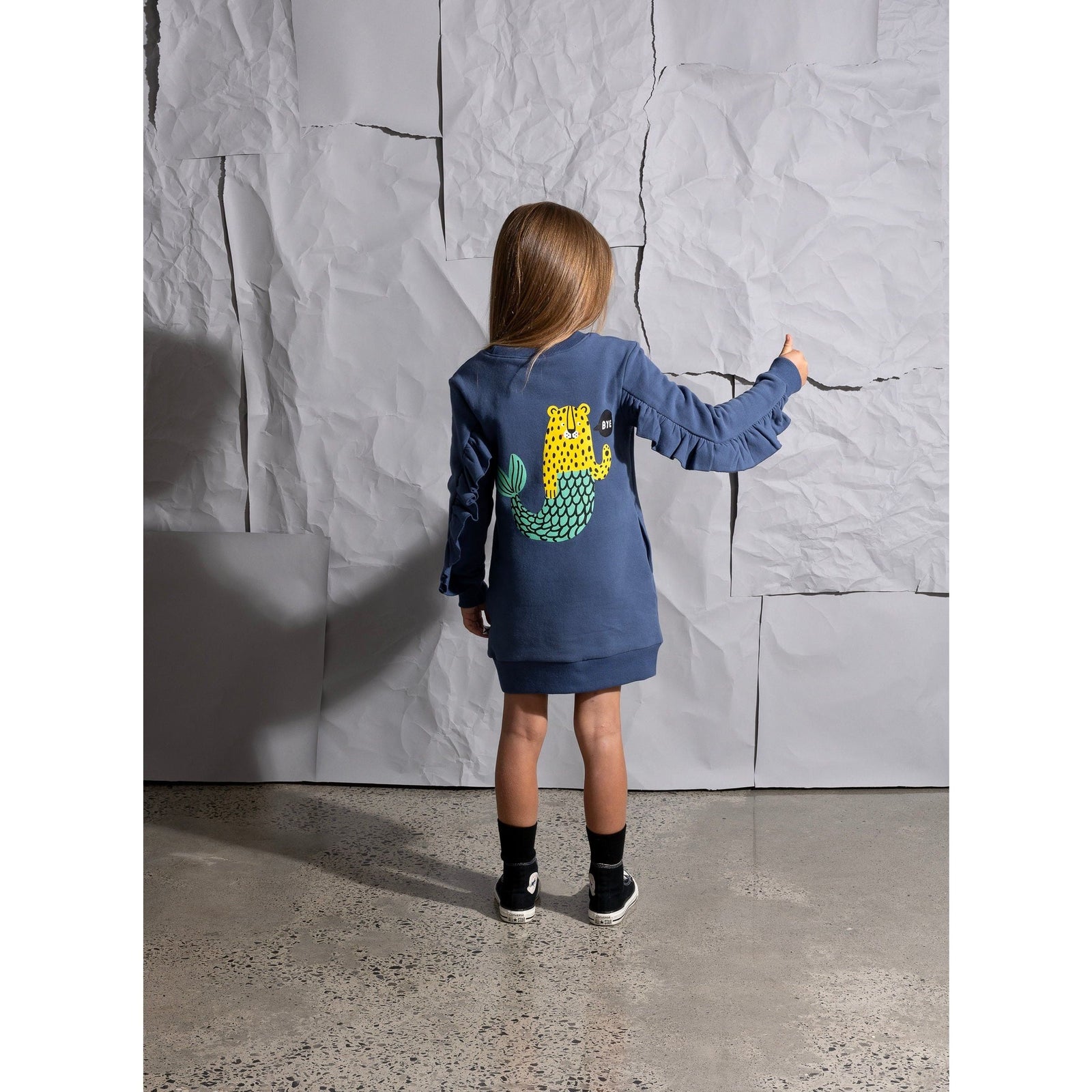 Mer- Cats Furry Dress - Navy