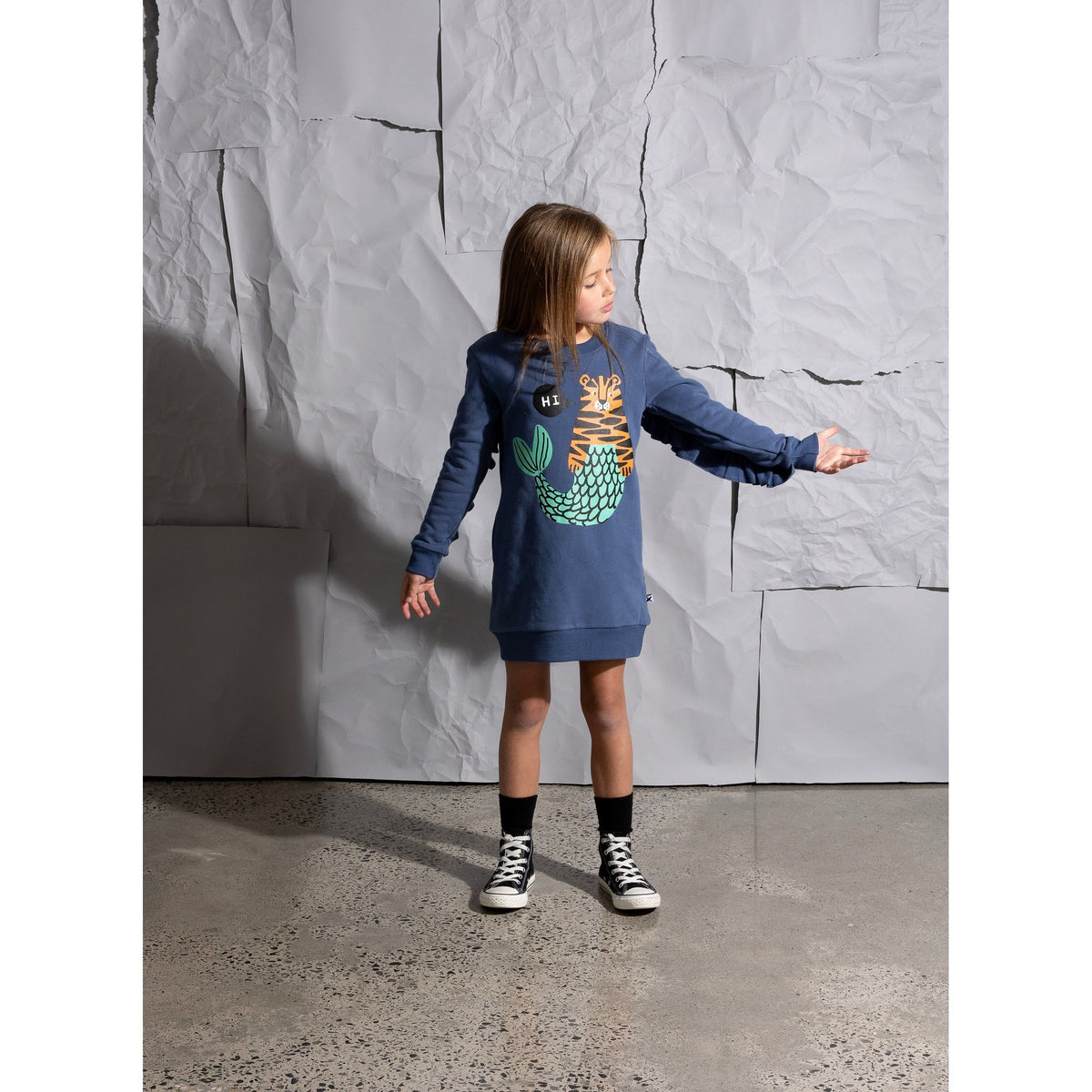Mer- Cats Furry Dress - Navy