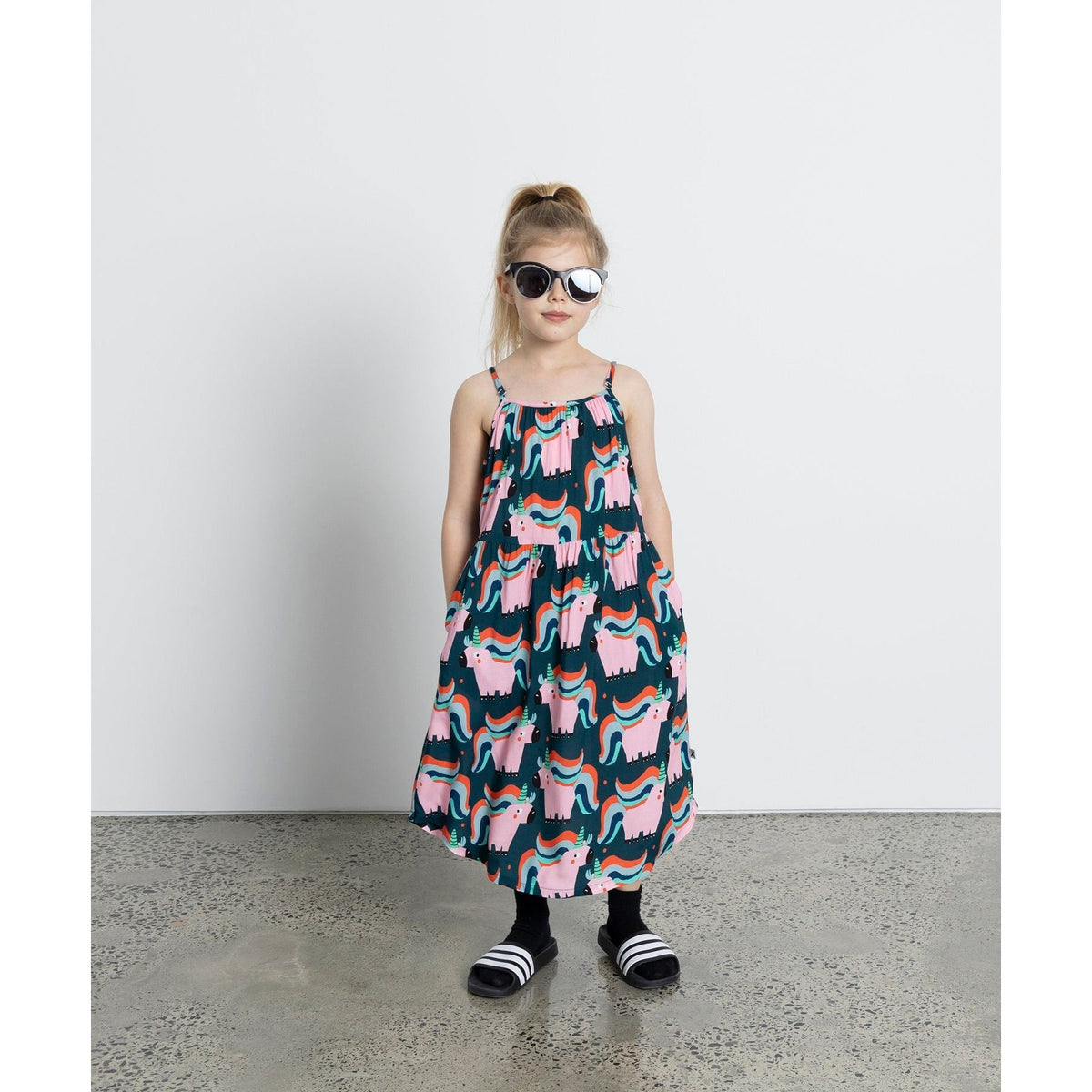 Sporty Unicorns Midi Dress - Dark Turquoise