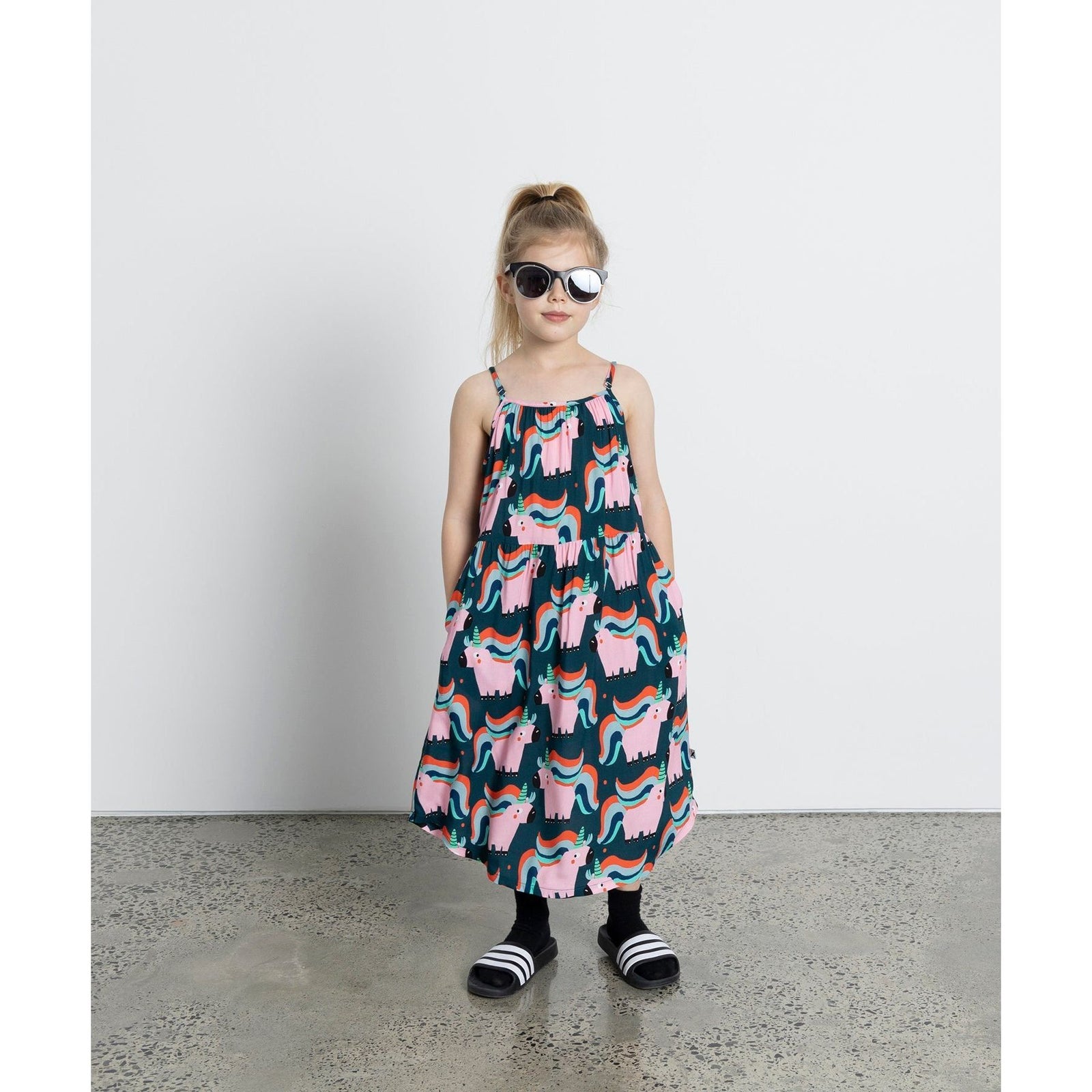 Sporty Unicorns Midi Dress - Dark Turquoise