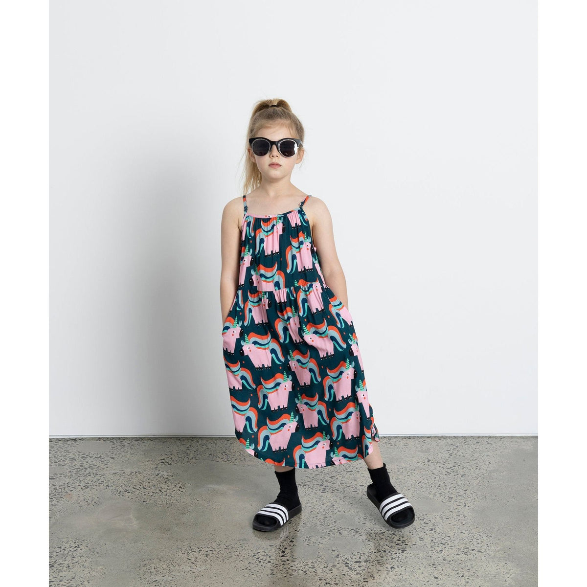 Sporty Unicorns Midi Dress - Dark Turquoise