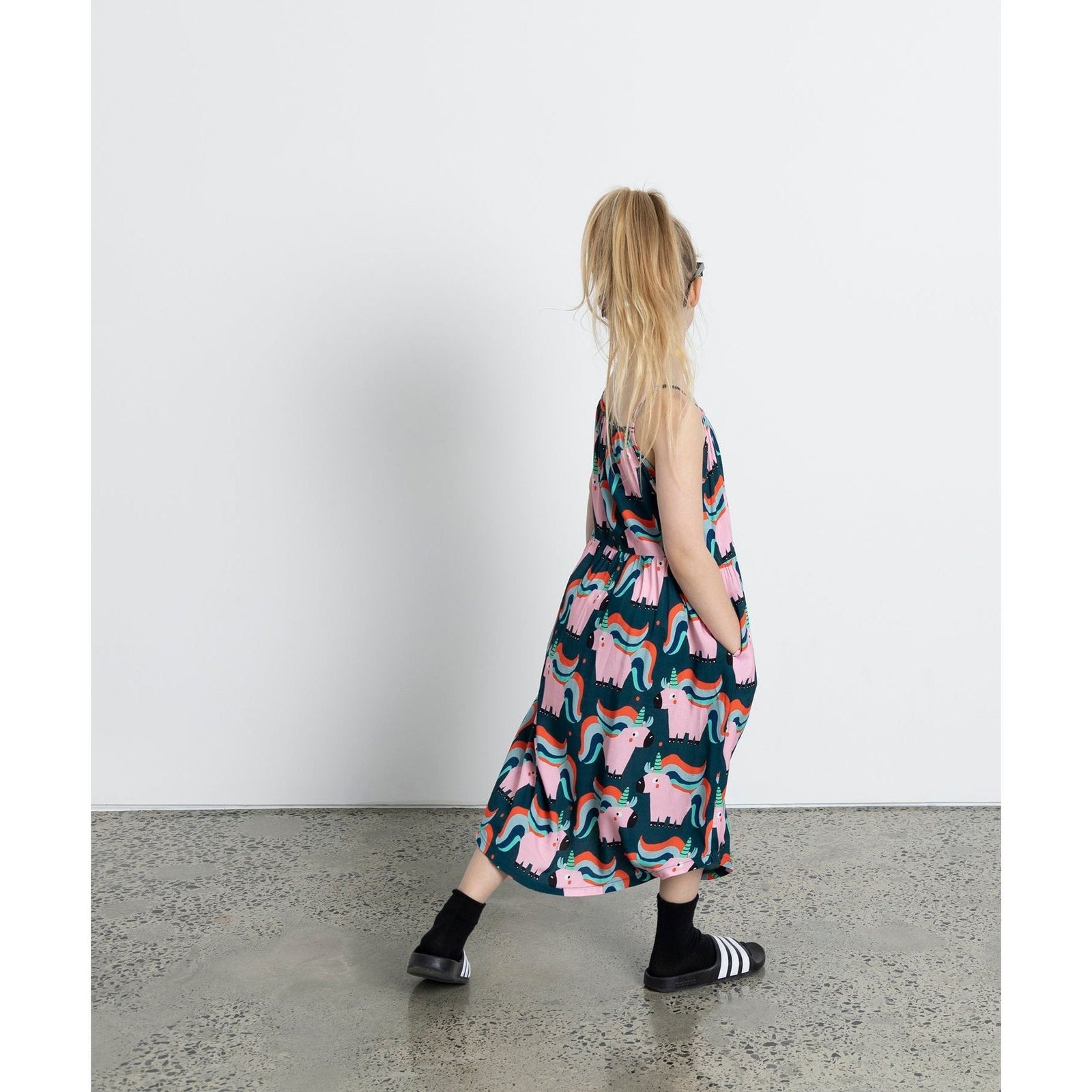 Sporty Unicorns Midi Dress - Dark Turquoise