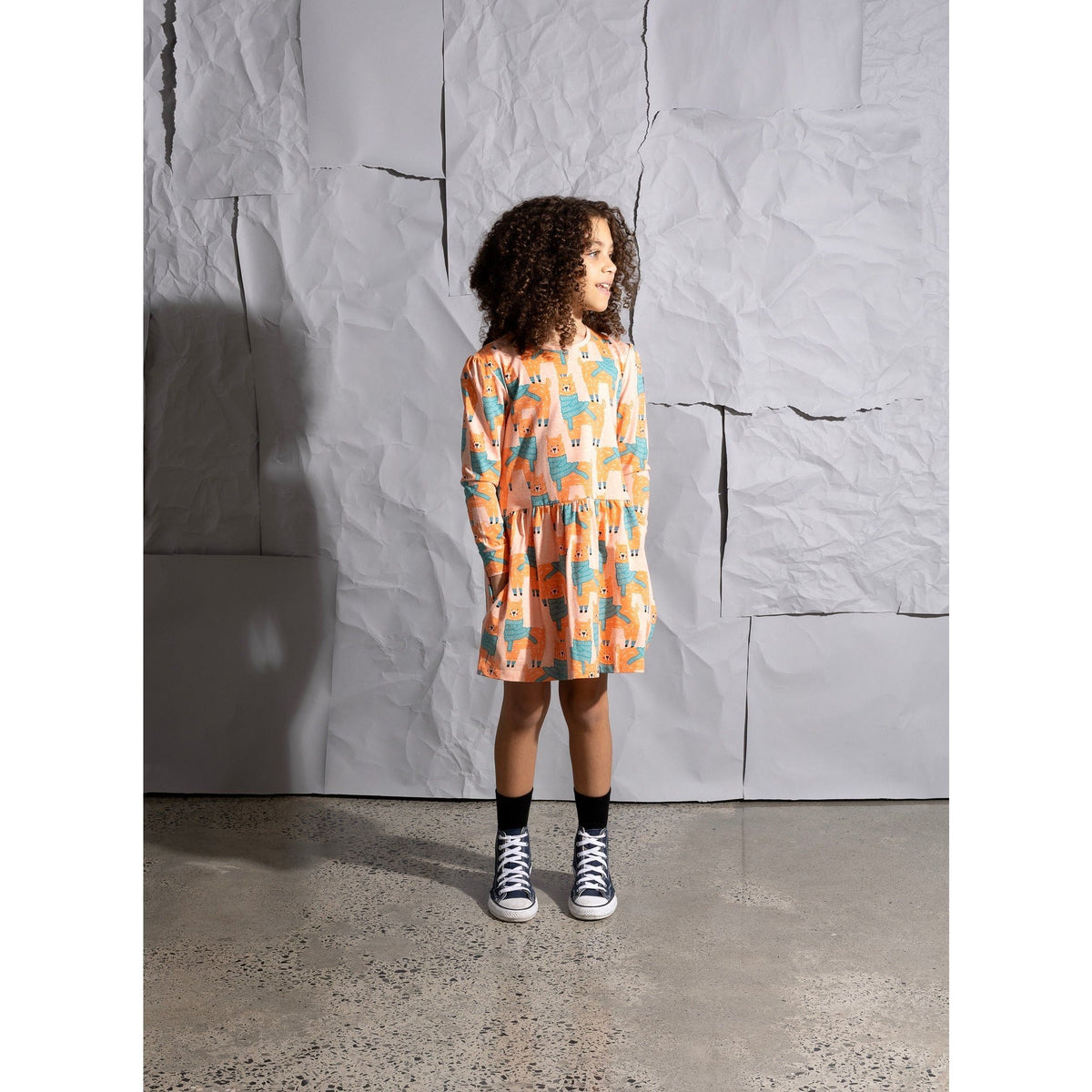 Warm Llamas Dress - Apricot Marle
