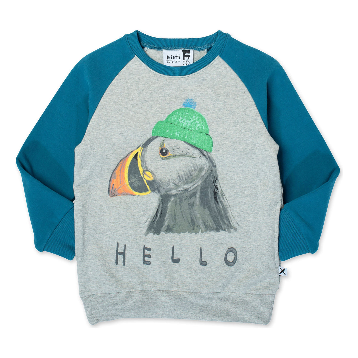 Toasty Puffin Furry Crew - Grey Marle/Teal