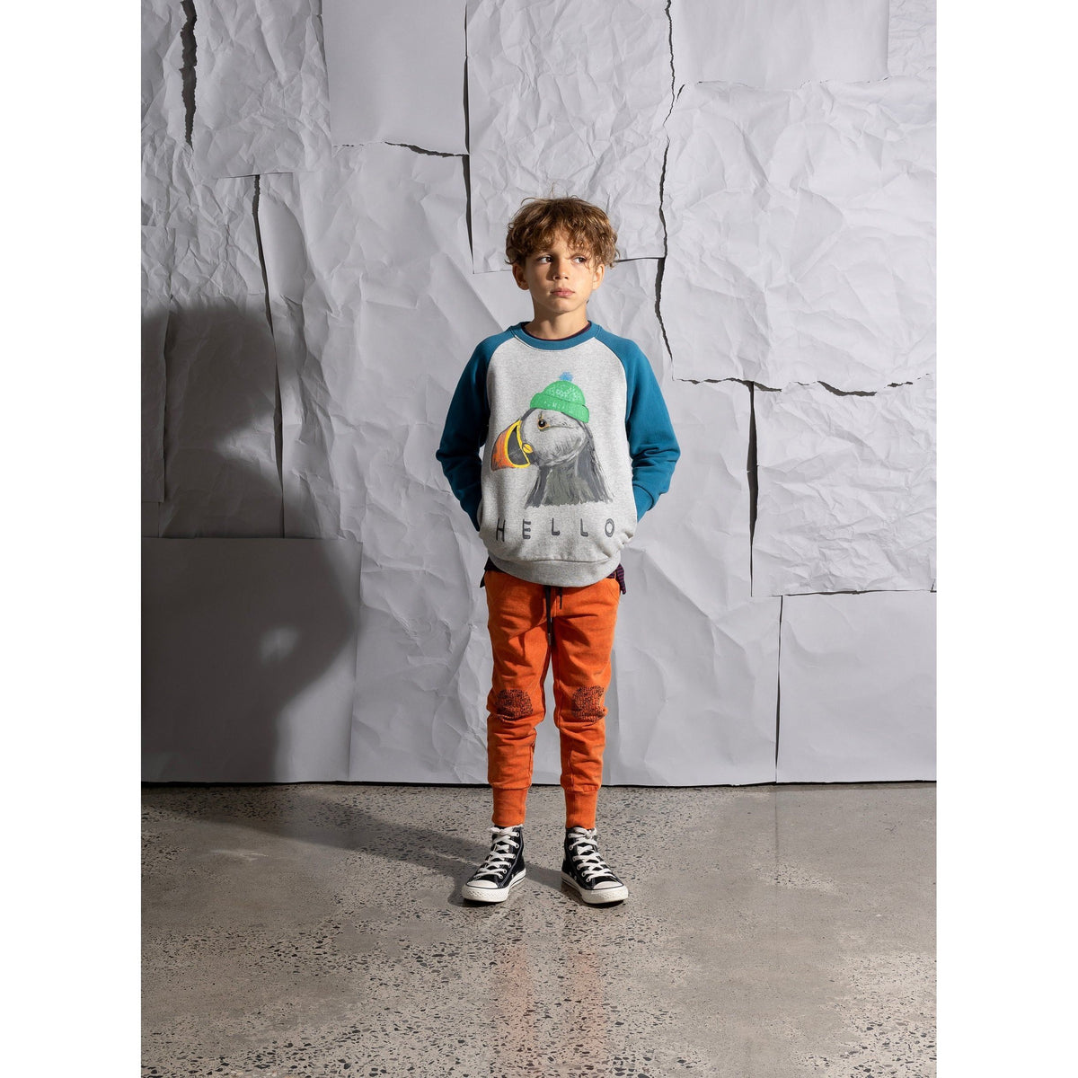 Toasty Puffin Furry Crew - Grey Marle/Teal