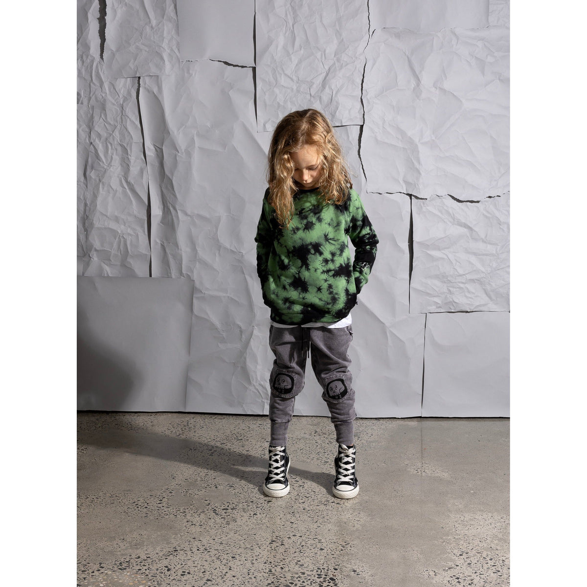 Friendly Skulls Patch Trackies - Grey Wash