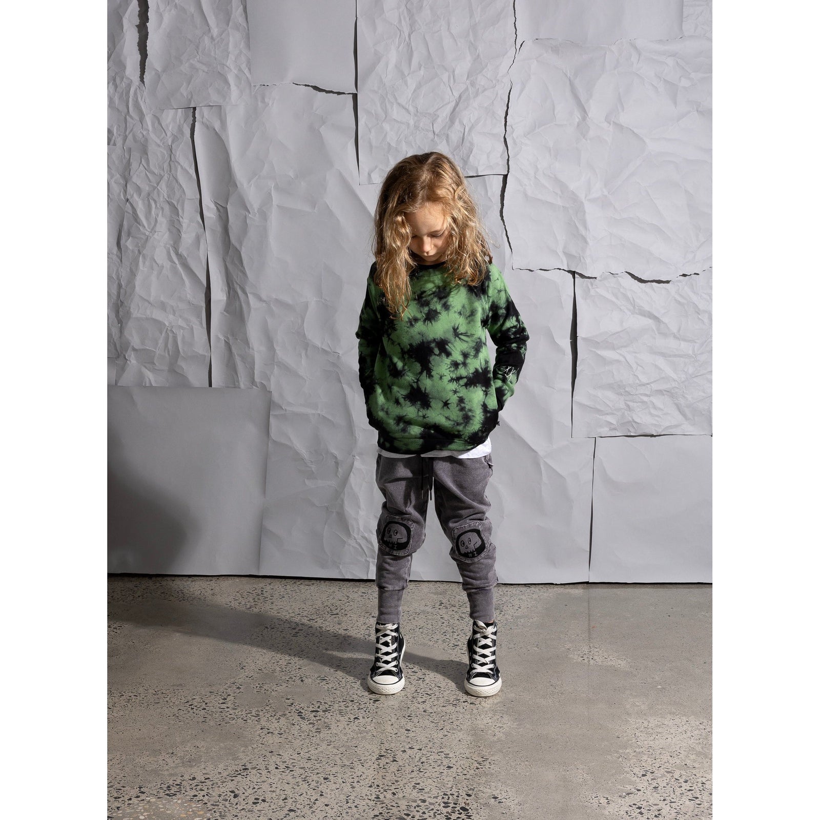 Friendly Skulls Patch Trackies - Grey Wash