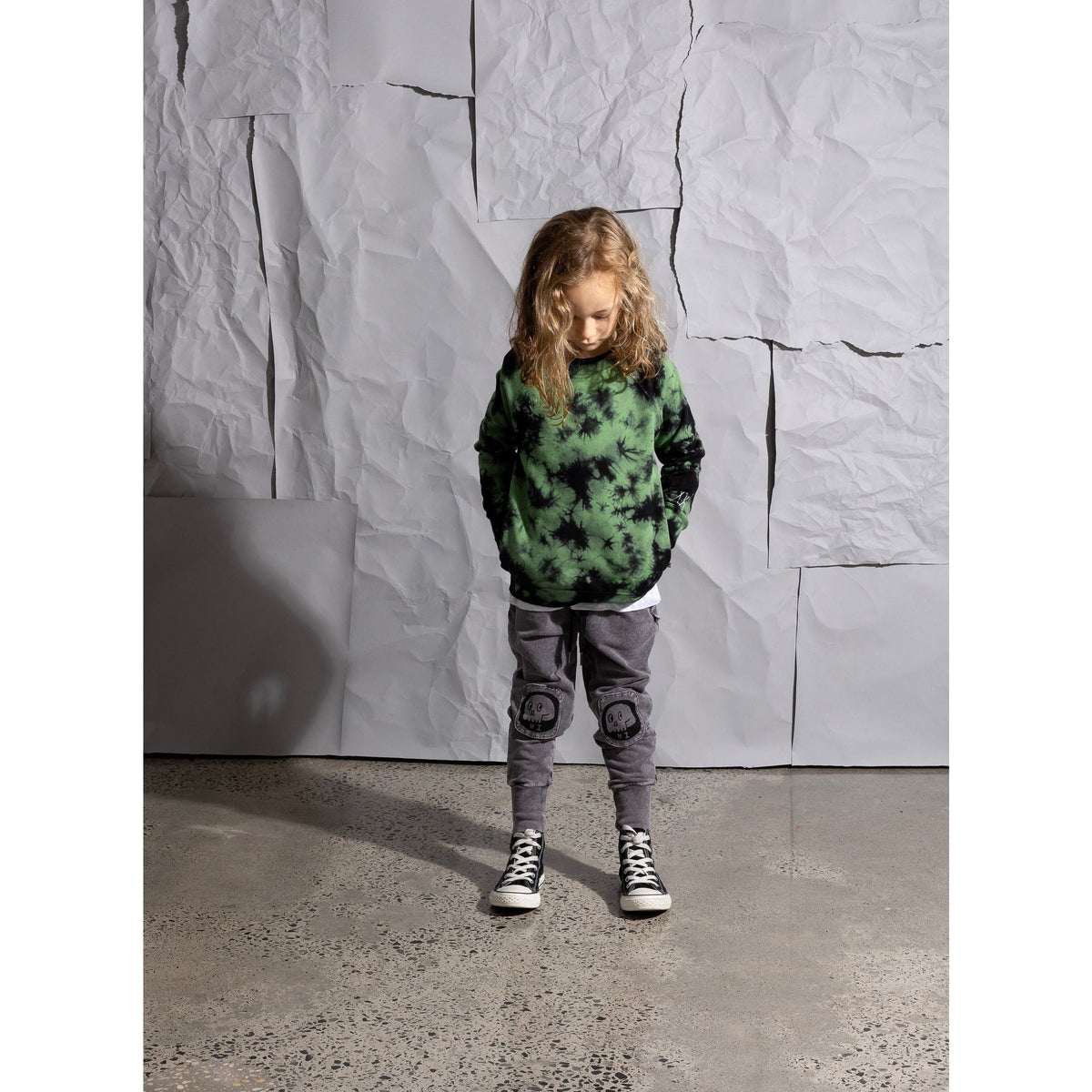 Friendly Skulls Patch Trackies - Grey Wash