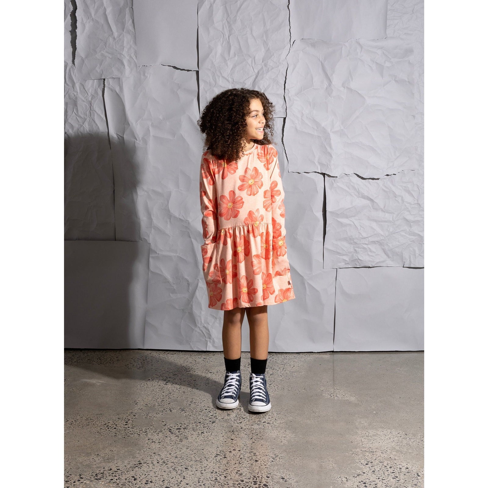 Friendly Flower Dress - Peach Marle