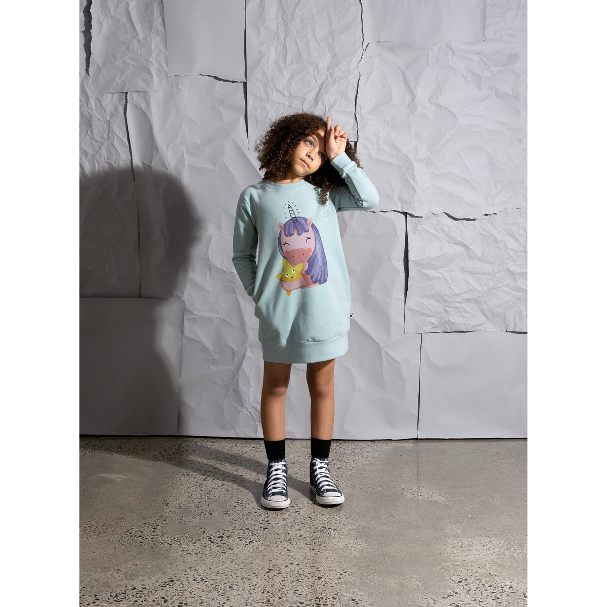 Magical Friends Furry Dress - Muted Green