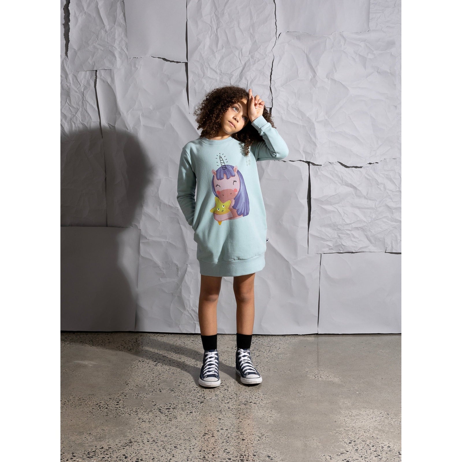 Magical Friends Furry Dress - Muted Green