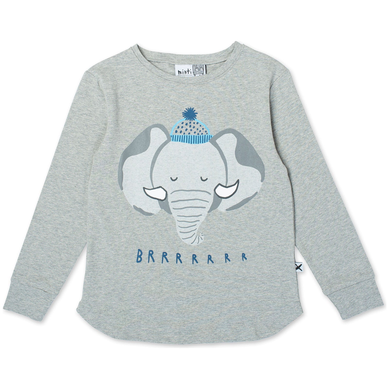 Brr Elephant Tee - Grey Marle