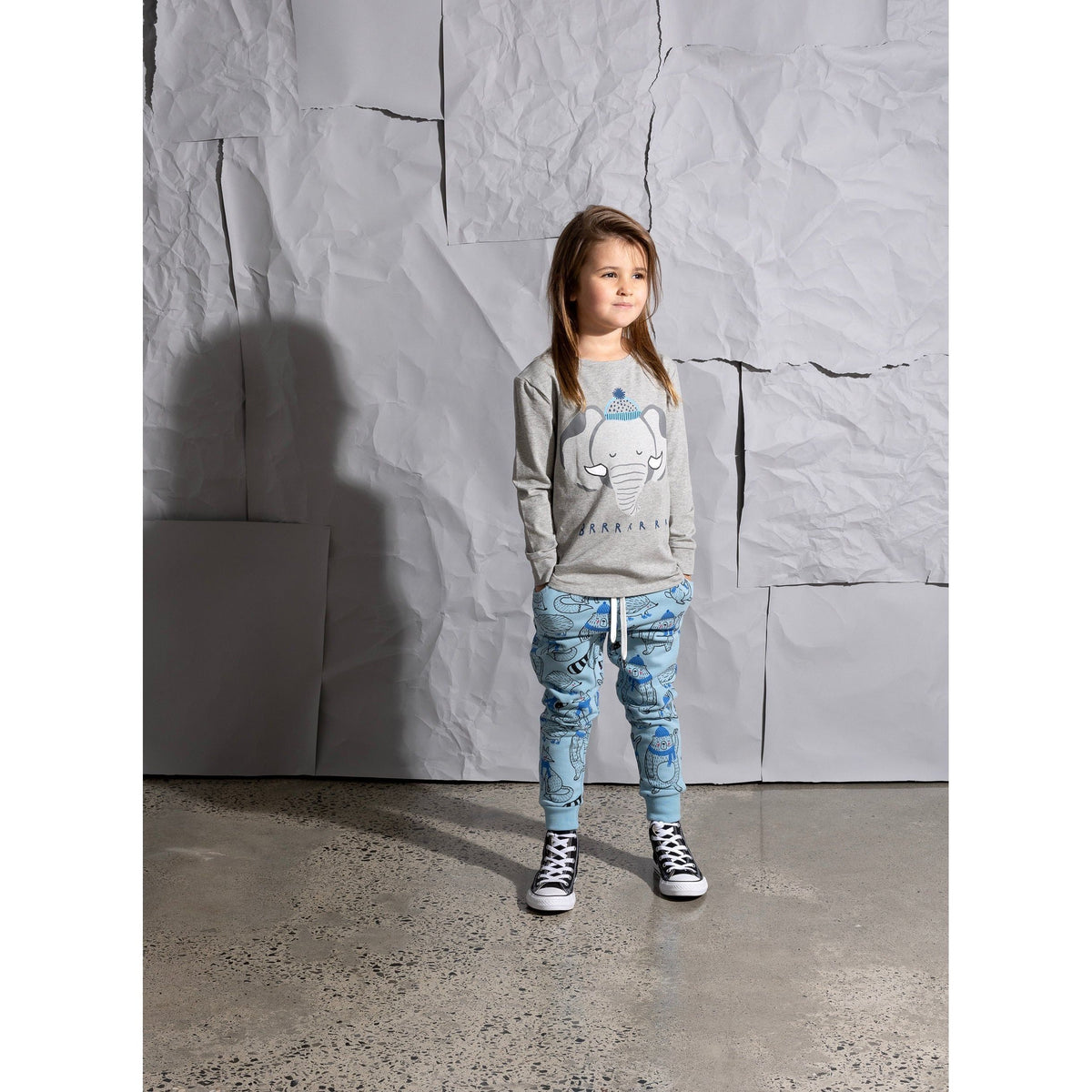 Brr Elephant Tee - Grey Marle