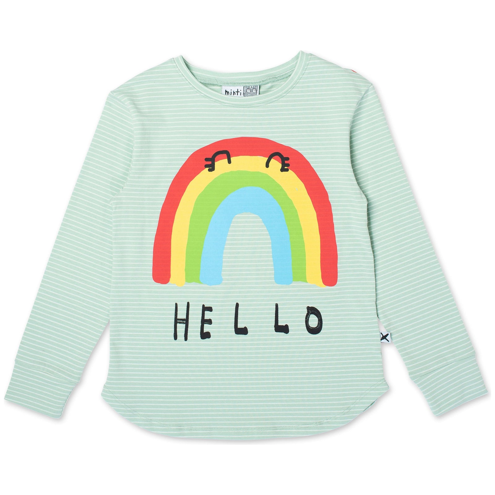 Hello Bye Rainbow Tee - Mint Stripe