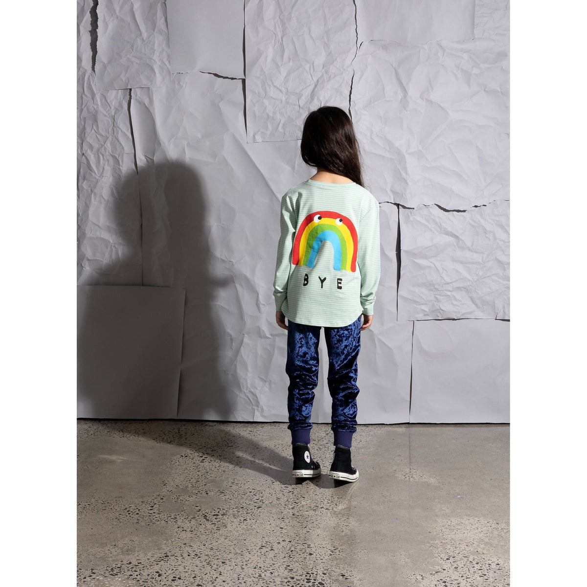 Hello Bye Rainbow Tee - Mint Stripe